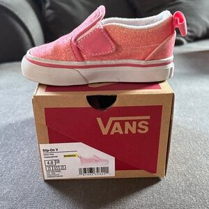 Vans Kids Glitter Pink Slip-On Sneakers